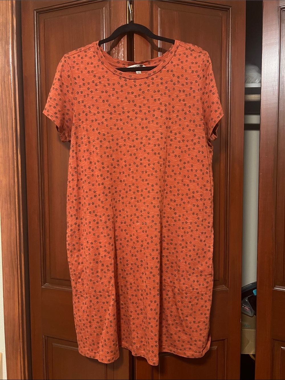 Toad & Co orange flower print t shirt dress